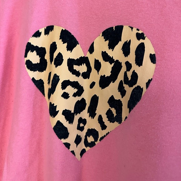 Fifth Sun Pink Cheetah Print Heart Valentine’s Day Sweatshirt, Spring, Athletic - Picture 5 of 5